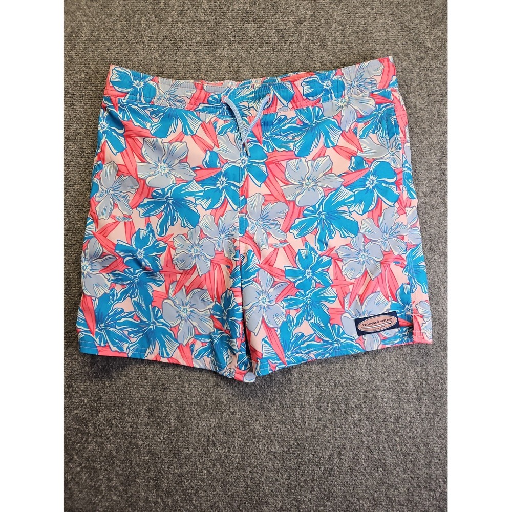 Vineyard Vines Boys Size M (12-14) Floral Hibiscus Print Chappy Swim Trunks 1795